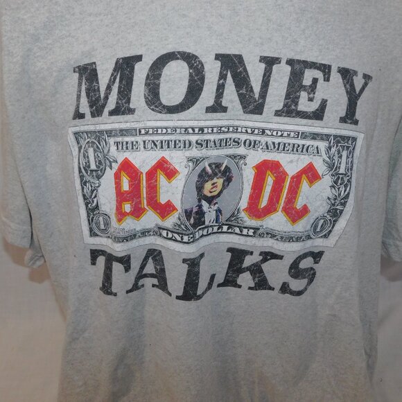 AC DC Monkey Talks Mens XL Short Sleeve Gray Graphic T Shirt - Picture 4 of 6